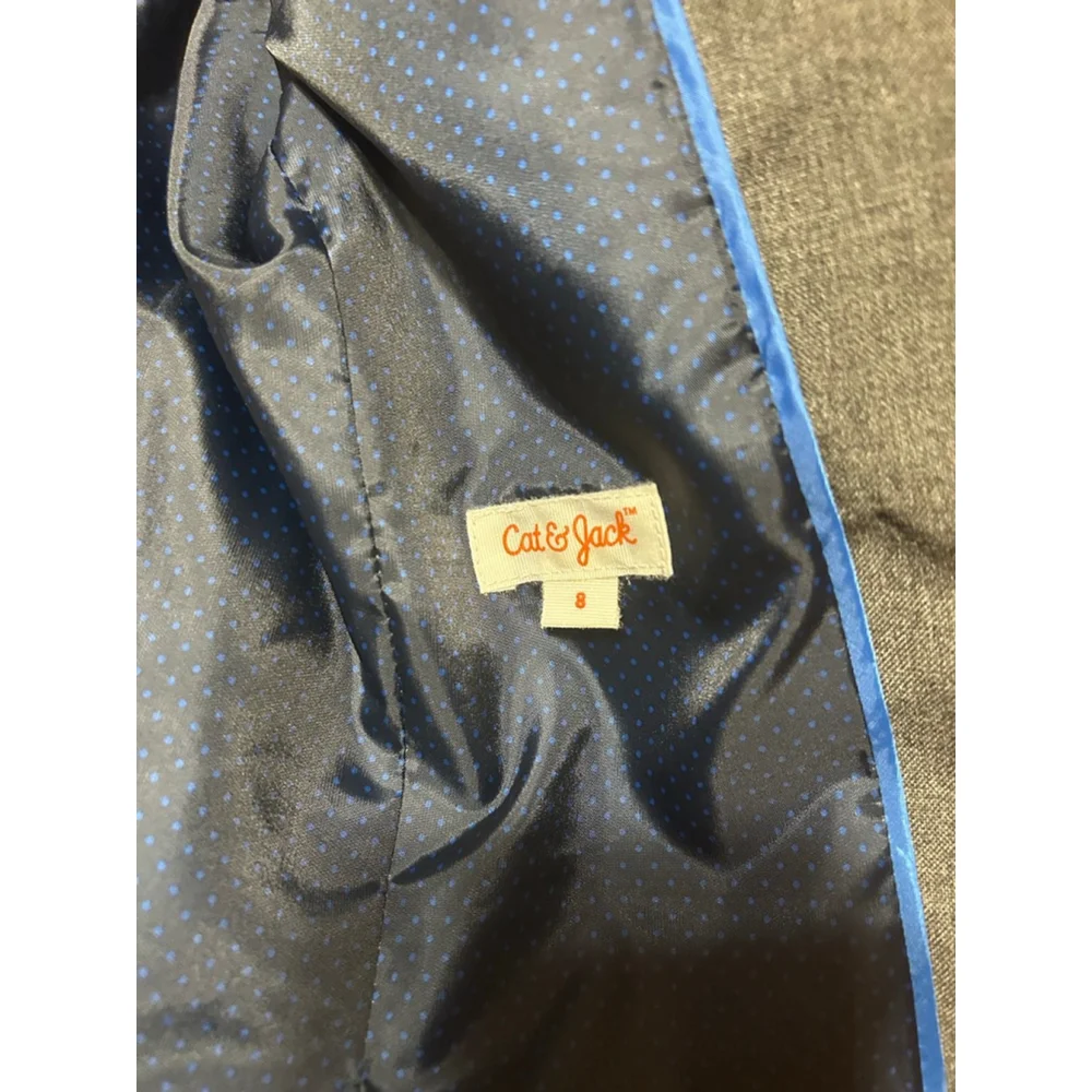 Cat & Jack Boy’s Gray Suit Jacket Blazer Size 8 Button Front
